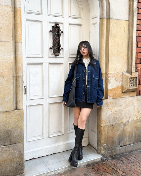 Chaqueta de jean cargo azul profundo 🦋