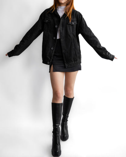Chaqueta de jean ovejera -negra-