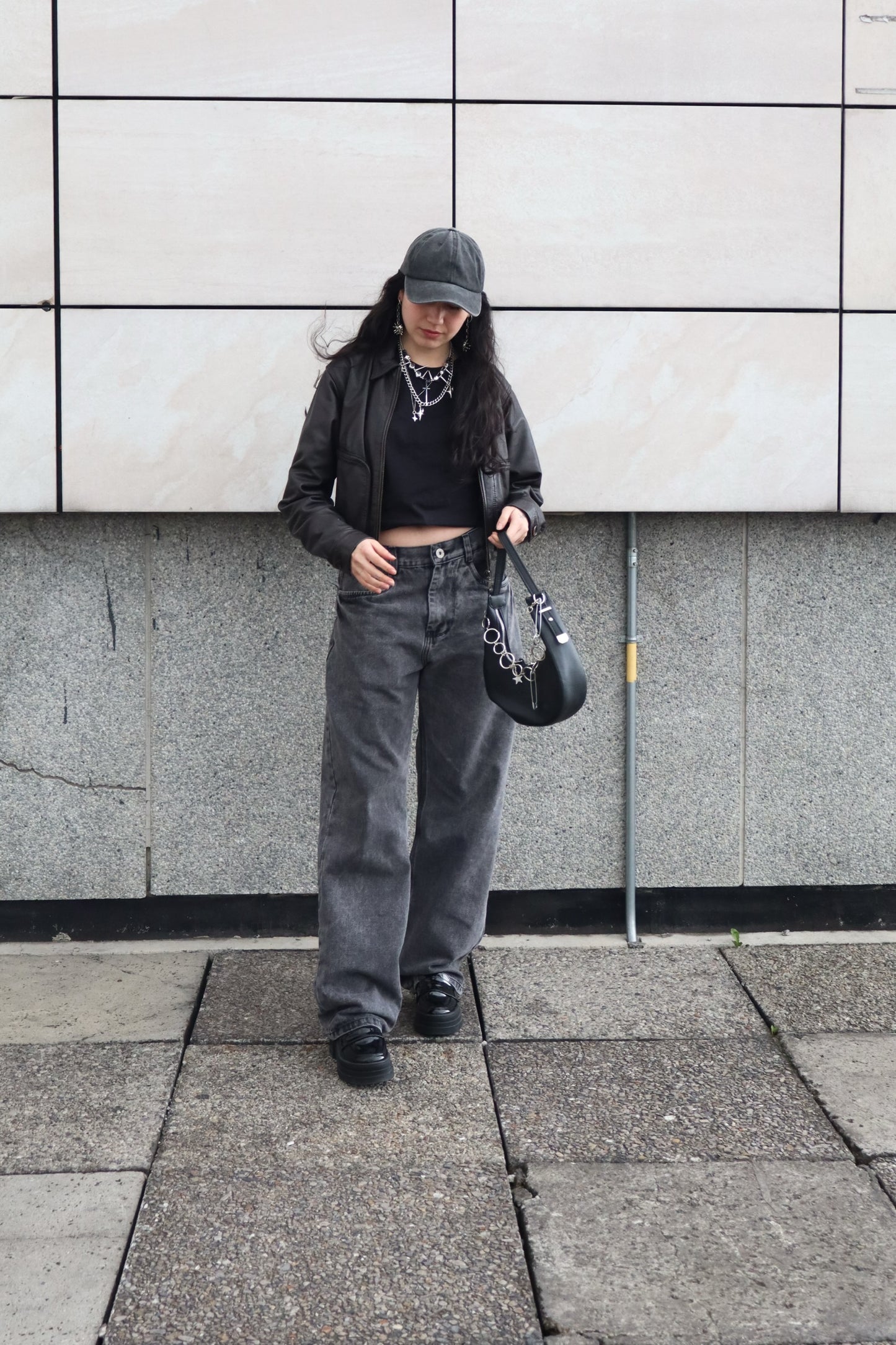 Jeans Baggy Barrel gris acid wash