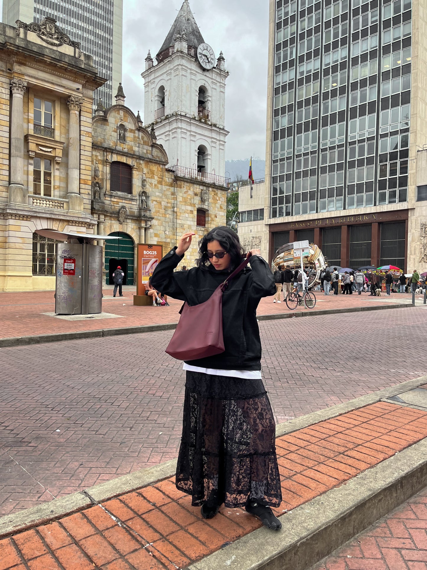 Tote bag de cuero vino