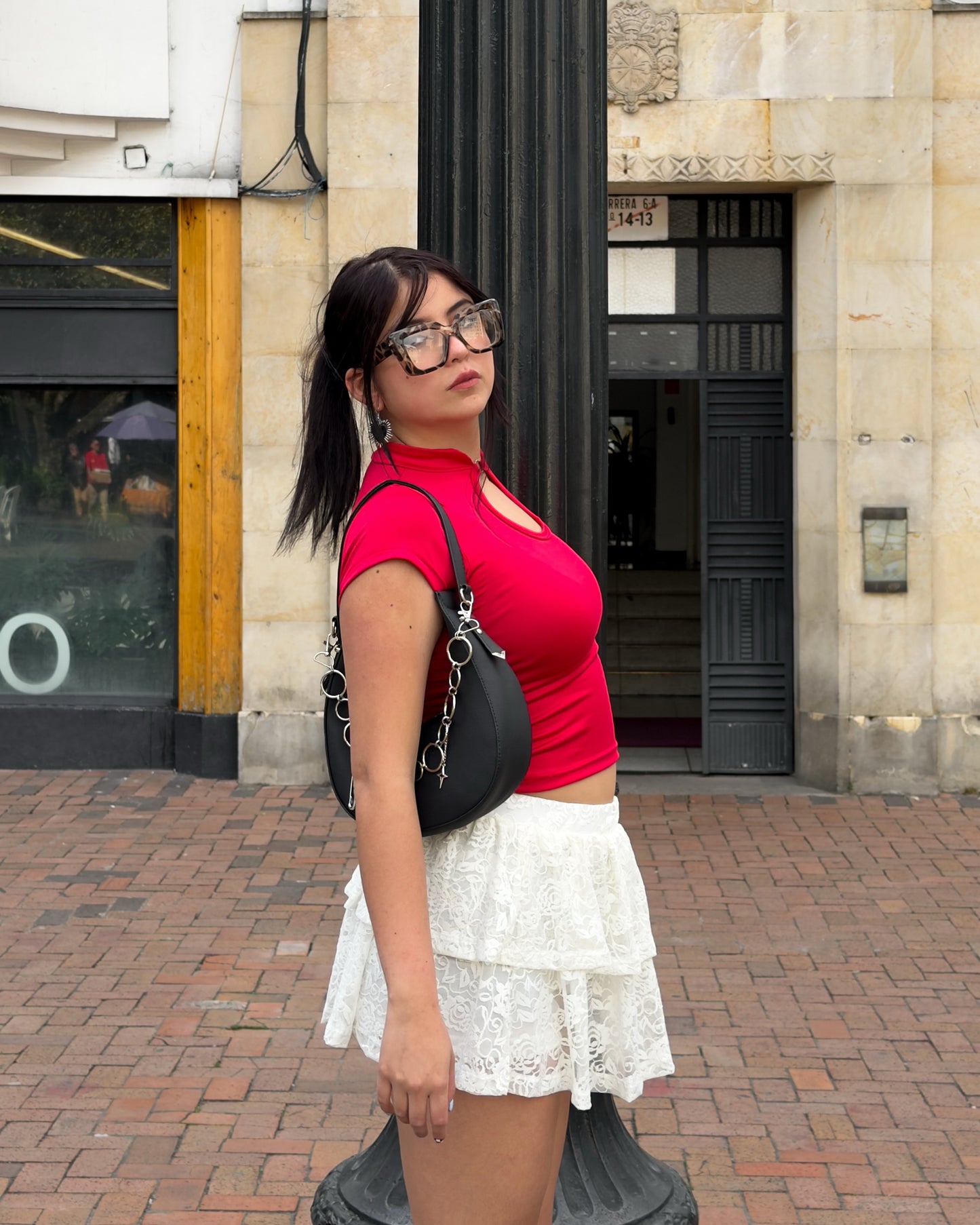 Blusa Qipao roja cereza