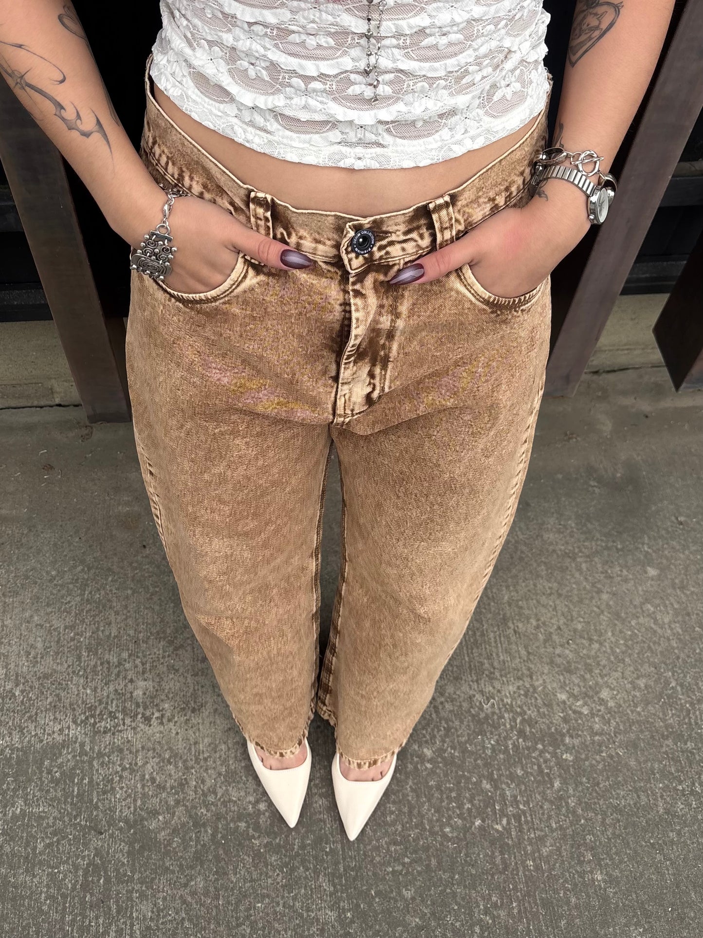 Jeans Baggy Barrel cobre acid wash