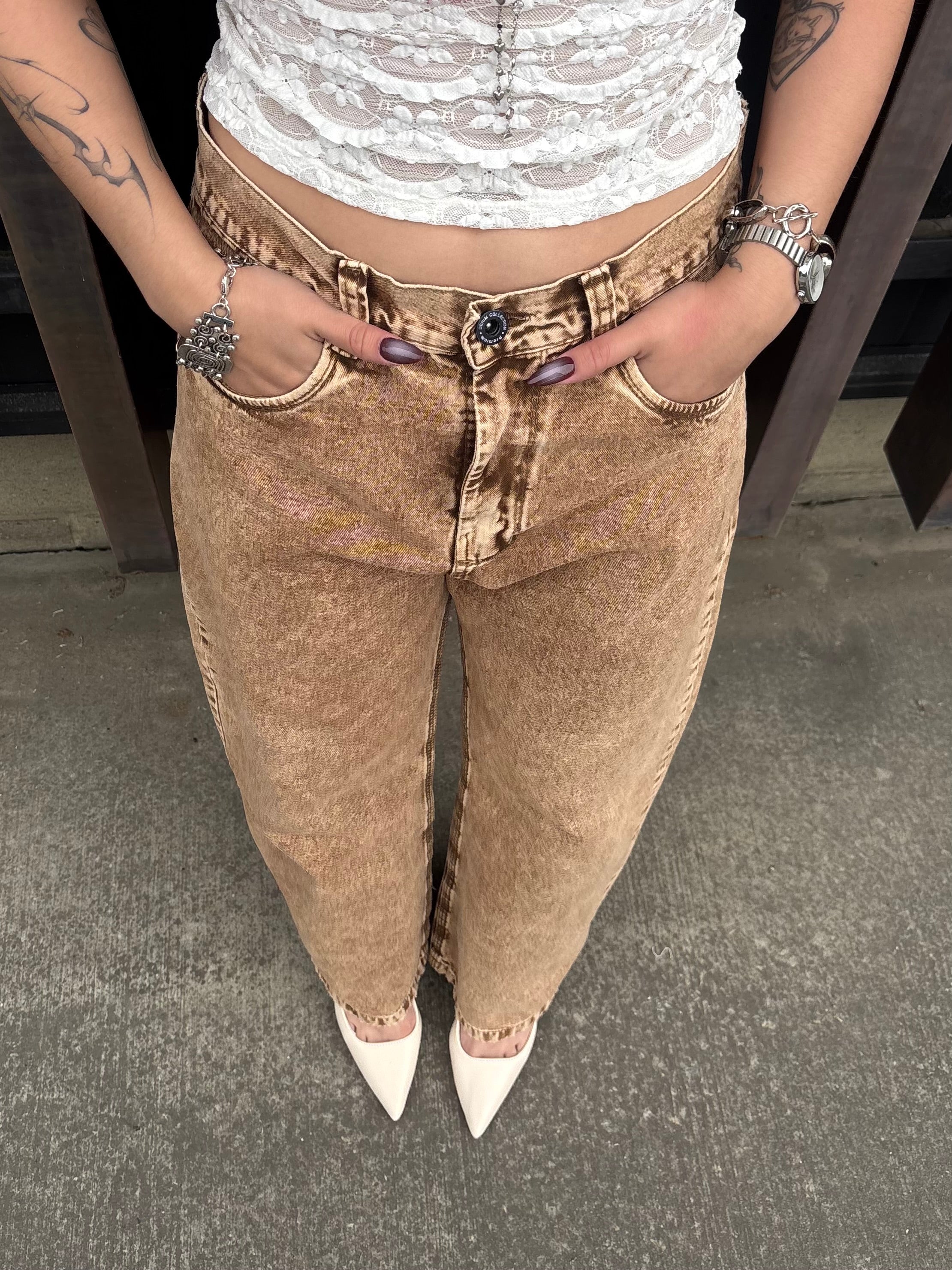 Jeans Baggy Barrel cobre acid wash