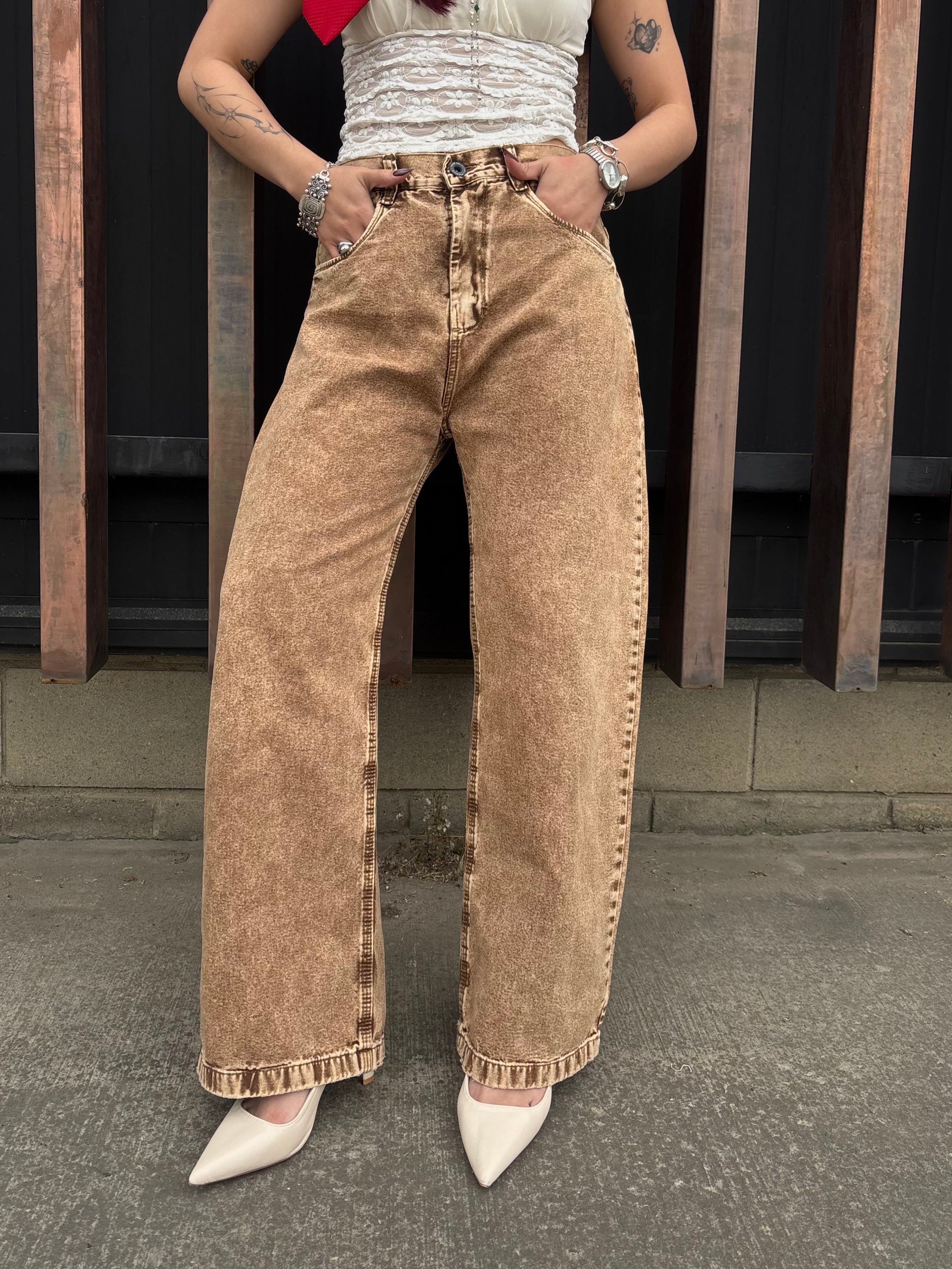 Jeans Baggy Barrel cobre acid wash
