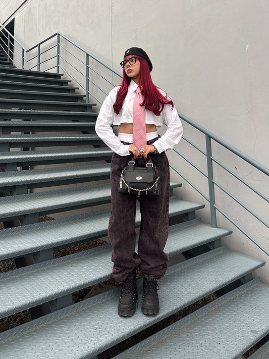 Jean Baggy Barrel rosita dark