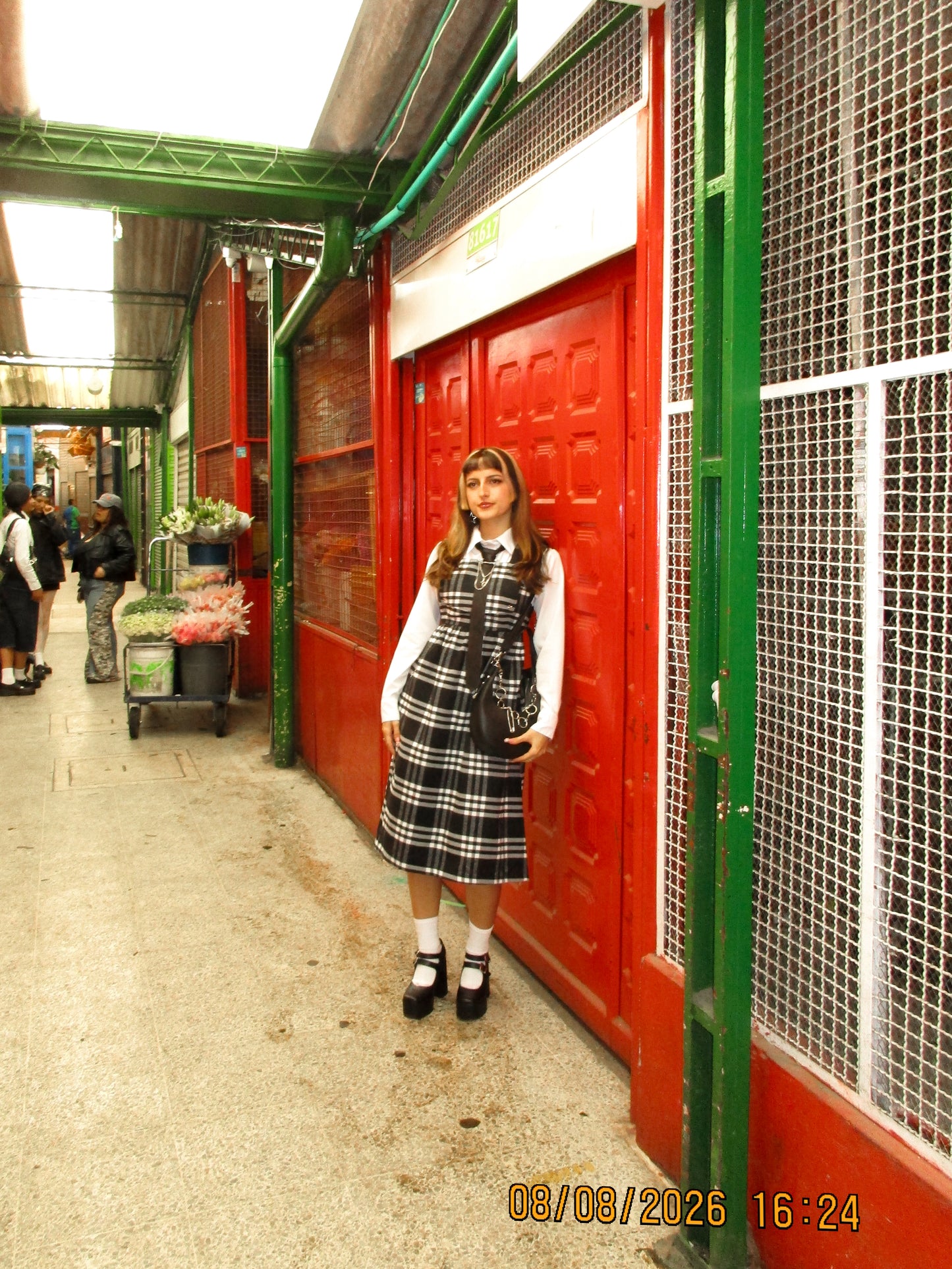 Vestido Tessa de cuadros B&N