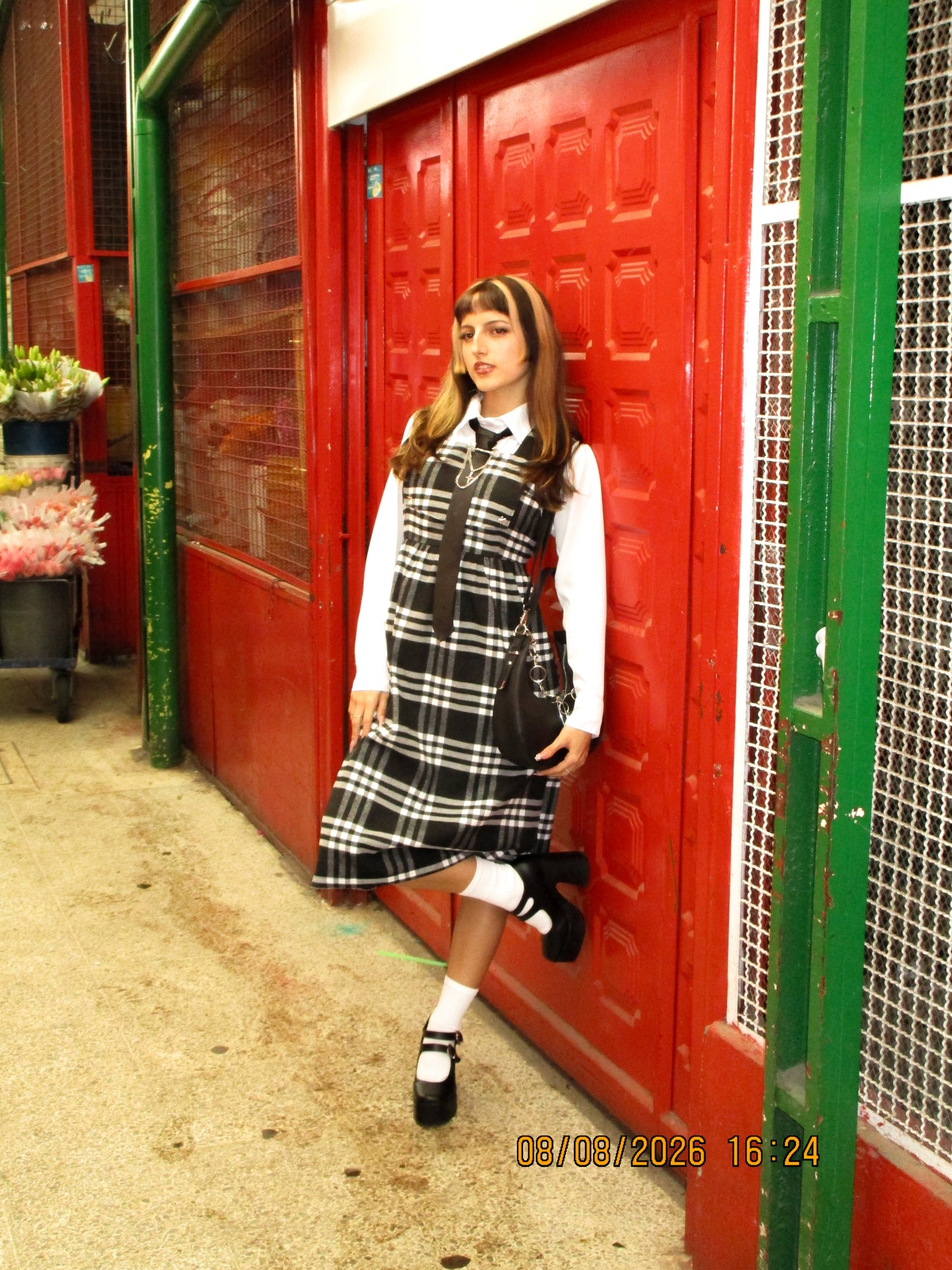 Vestido Tessa de cuadros B&N