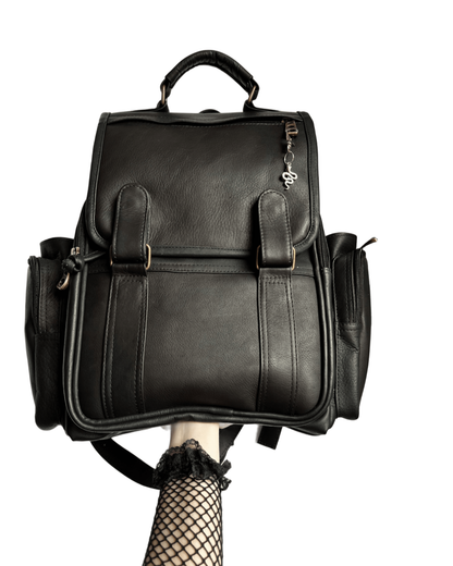 Súper mochila de cuero negra