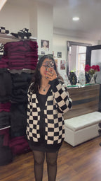 Cardigan Tejido Retro de ajedrez