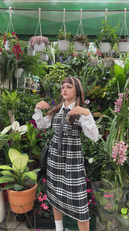 Vestido Tessa de cuadros B&N