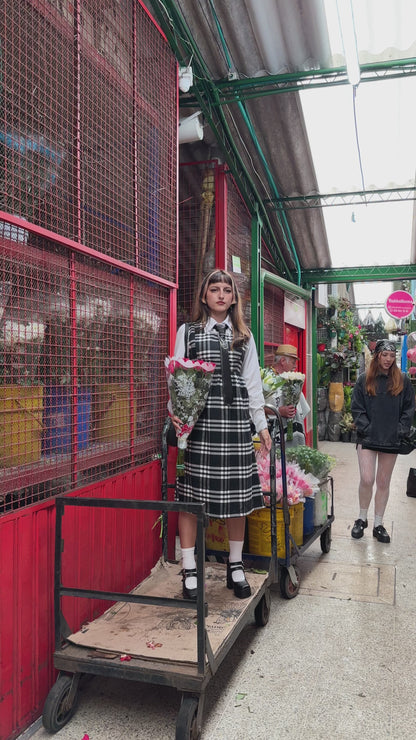 Vestido Tessa de cuadros B&N