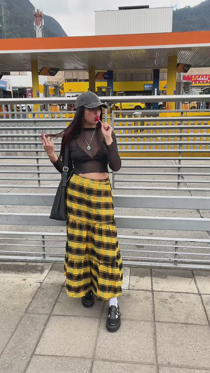Falda Vivienne Amarillo&Negro